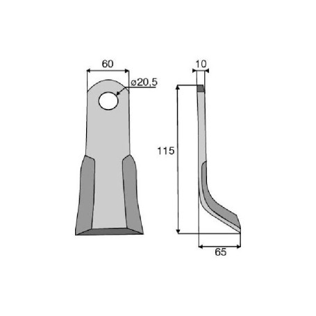 Couteau Y  ZAPPATOR Diam 20,5 Section 60x10 mm