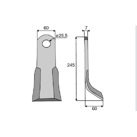 Couteau Y LAGARDE Diam 25,5 Section 60x7 mm