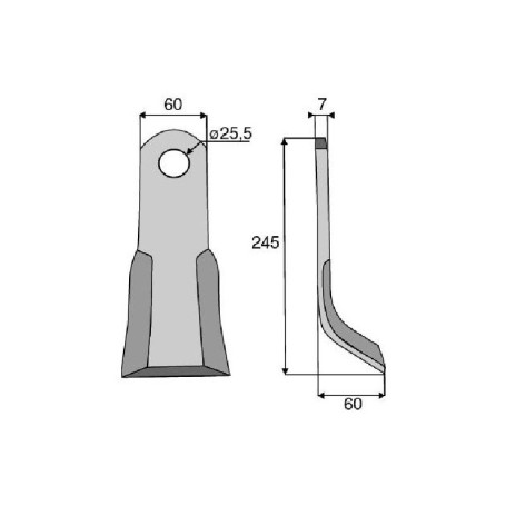 Couteau Y LAGARDE Diam 25,5 Section 60x8 mm