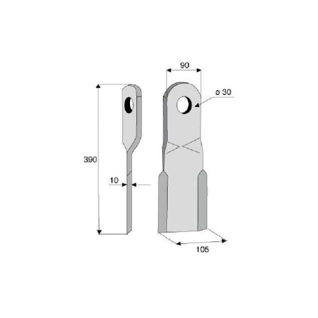 Couteau de gyrobroyeur BAMS Diam 30,5 Section 90x10 mm