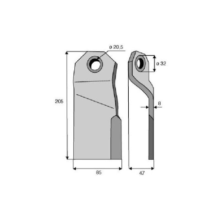 Couteau vrillé JOSKIN Diam 20,5 section 85x8