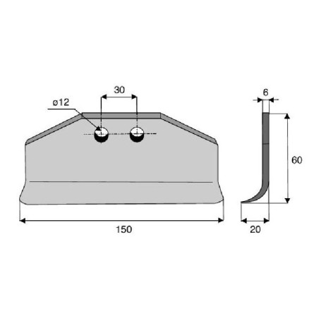 Couteau Y HUMUS Diam 12,5 Section 150x6