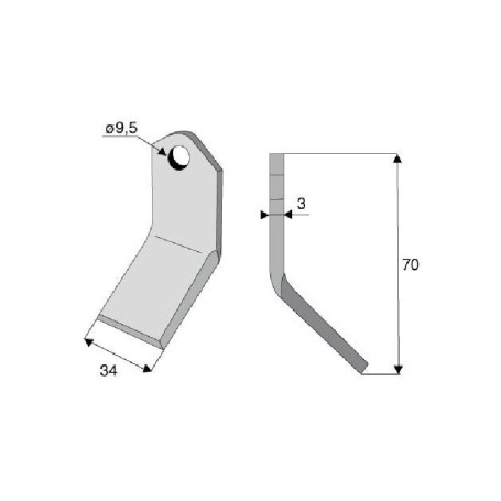 Couteau Bomford  Diam 9,5 Section 34x3