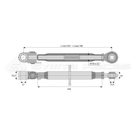 Barre de poussée mécanique - Diam coté outil: 25.4- Marque: CLAAS - Ref: SY2PA37R2430CA