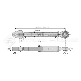 Barre de poussée mécanique - Diam coté outil: 25.4- Marque: JOHN DEERE - Ref: SY3PA25R2420CL