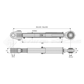 Barre de poussée mécanique - Diam coté outil: 25.4- Marque: CNH - Ref: SY3PA32R2440CL