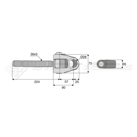 Articulation - Marque: CNH - Alesage : 28 - Longueur : 224  - Réf: SYATF28D