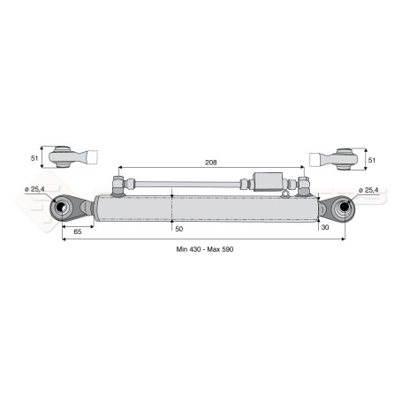 Barre de poussée hydraulique - Diam. Coté tracteur : 25.4 - Diam. Coté outil : 25.4 - Réf: SYH3P258