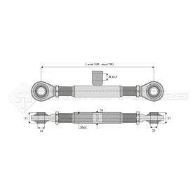 Barre de poussée mécanique - Marque: AGCO - Diam. Coté tracteur : 32 - Diam. Coté outil : 32 - Réf: SY3PR3R3380MFAV