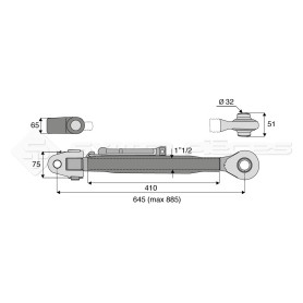 Barre de poussée mécanique - Marque: CNH - Diam. Coté tracteur : 28 - Diam. Coté outil : 32 - Réf: SY3PA28R3410NH