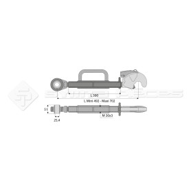 Barre de poussée mécanique - Marque: CNH - Diam. Coté tracteur : 25.4 - Diam. Coté outil : Crochet cat 2 - Réf : DA22506 - Ref: 