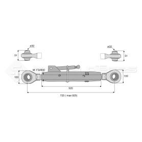 Barre de poussée mécanique - Diam. Coté tracteur : 32 - Diam. Coté outil : 32 - Réf: SY4PR3R3520